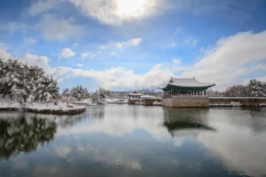 Snow scene at Donggung Palace and Wolji Pond