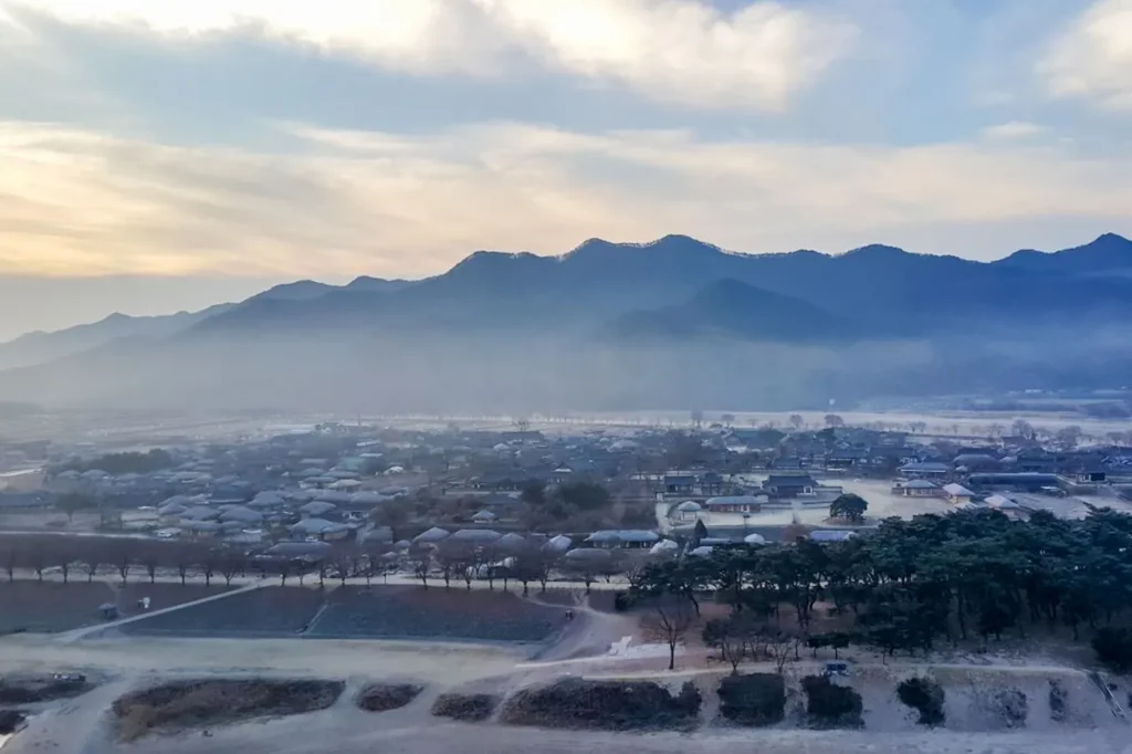The Misty Dawn of Andong Hahoe Village