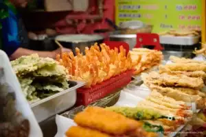 A wide variety of street food at Sokcho Jungang Market