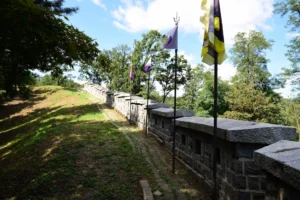 Flags along Ganghwasanseong wall path
