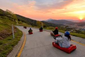 Riding Ganghwa Luge during sunset