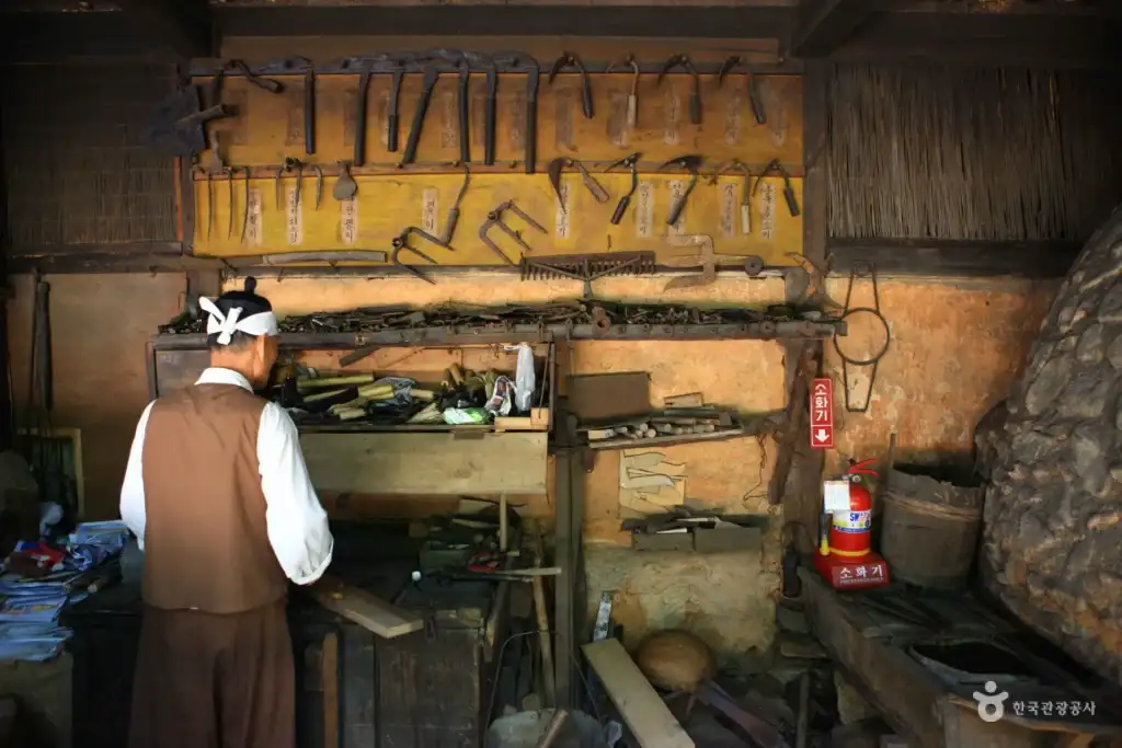 Blacksmith working at Korean Folk Village
