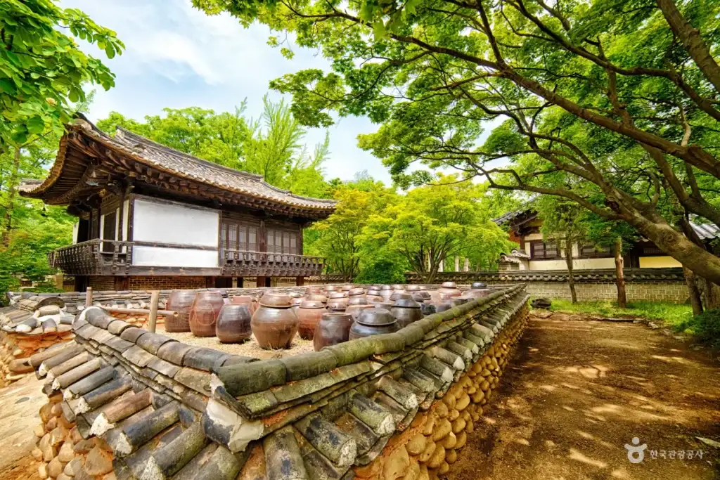 Onggi jars in the yard of a Hanok