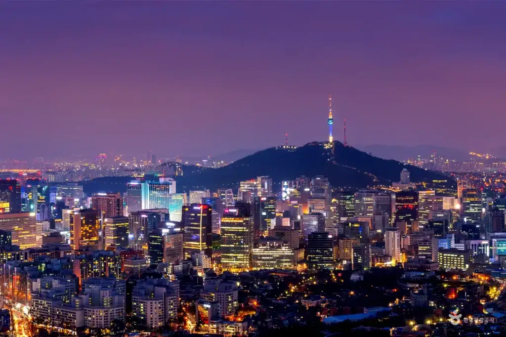 N Seoul Tower Downtown Cityscape Night
