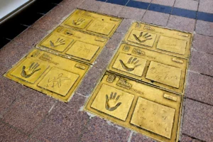 Celebrity handprints on the ground at BIFF Square