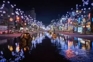 the night view of Cheotmajung-gil Street of Light