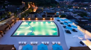 Outdoor rooftop swimming pool